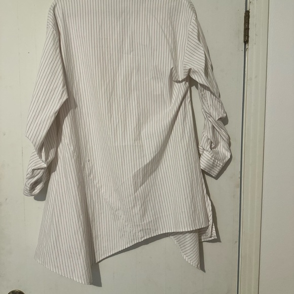 Cupio Women's Button Down Shirt - White and Gray Stripes - Picture 2 of 3